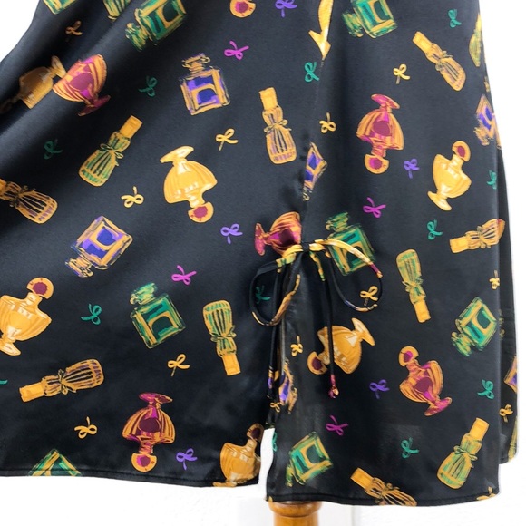 Cacique Black Perfume Print Silky Chemise Slip - Picture 3 of 7